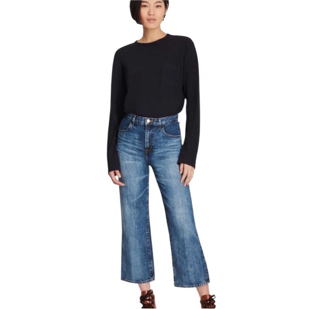 JBRAND Joan Crop Women's 28 Wide Straight Leg Crop Super High Rise Denim Jeans - Picture 12 of 12